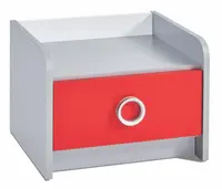 Dětský noční stolek grand prix - šedá/červená