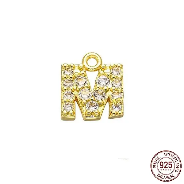 Real 18K Gold Plated 925 Sterling Silver Micro Pave Clear Cubic Zirconia Charms
