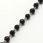 Handmade Faceted Round Glass Beads Chains for Necklaces Bracelets Making