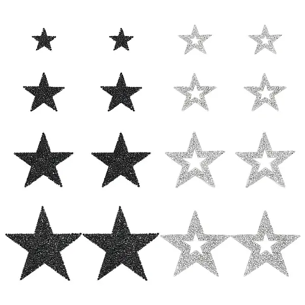 8 Styles Star Hotfix Resin Rhinestone Iron on Patches