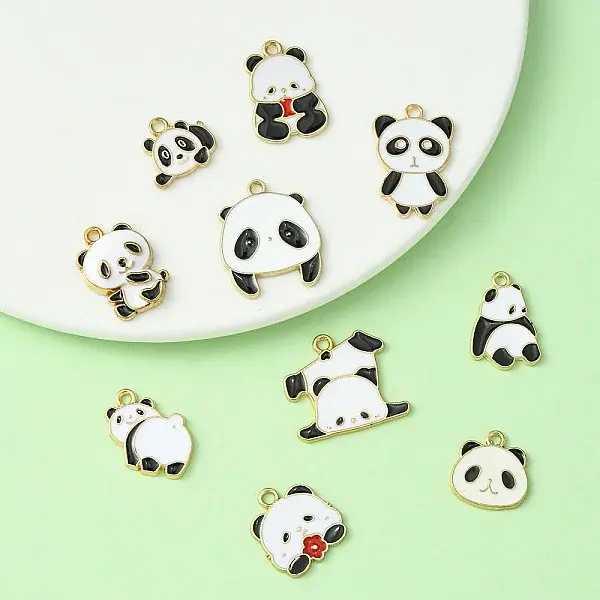 10Pcs 10 Style Alloy Enamel Pendants