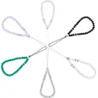 6Pcs 6 Colors Glass & Rhinestone Beaded Phone Hand Strap Chains