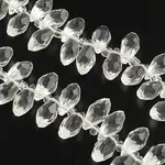 Faceted Teardrop Transparent Glass Bead Strands