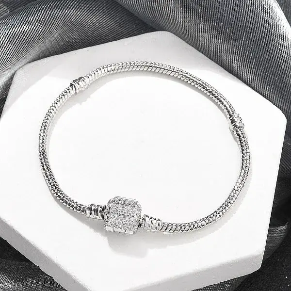 Brass Micro Pave Clear Cubic Zirconia Link Bracelets