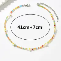 Vintage Colorful Glass Bead Flower Necklace for Women
