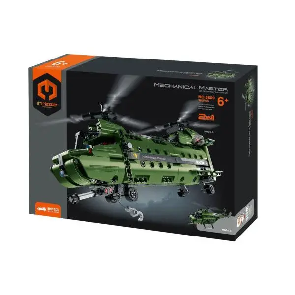 Stavebnice iM.MASTER 2v1 vrtulník s mechanickým pohonem plast 393 dílků