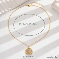 Vintage Ethnic Style Brass Pave Cubic Zirconia Flower Collarbone Pendant Necklaces for Women