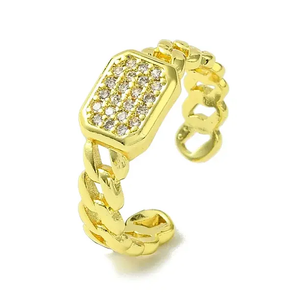Brass Micro Pave Cubic Zirconia Open Cuff Rings
