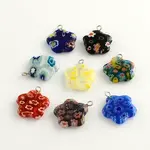 Handmade Millefiori Glass Pendants with Platinum Plated Iron Findings