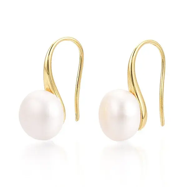 Brass Natural Pearl Dangle Earrings