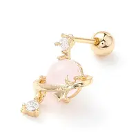 Planet with Star Cubic Zirconia Dangle Stud Earrings