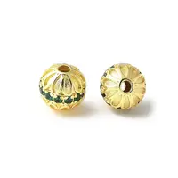 Brass Micro Pave Cubic Zirconia Beads