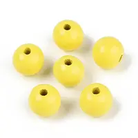 Spray Painted Round Natural Schima Wood Beads