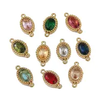 Ion Plating(IP) 304 Stainless Steel Cubic Zirconia Oval Links Connector Charms