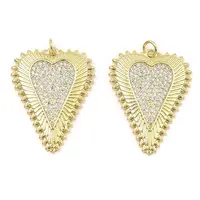 Rack Plating Brass Micro Pave Clear Cubic Zirconia Pendants