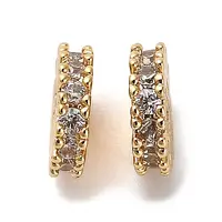 Brass Micro Pave Clear Cubic Zirconia Beads