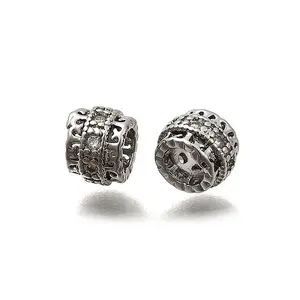 Brass Micro Pave Cubic Zirconia Beads