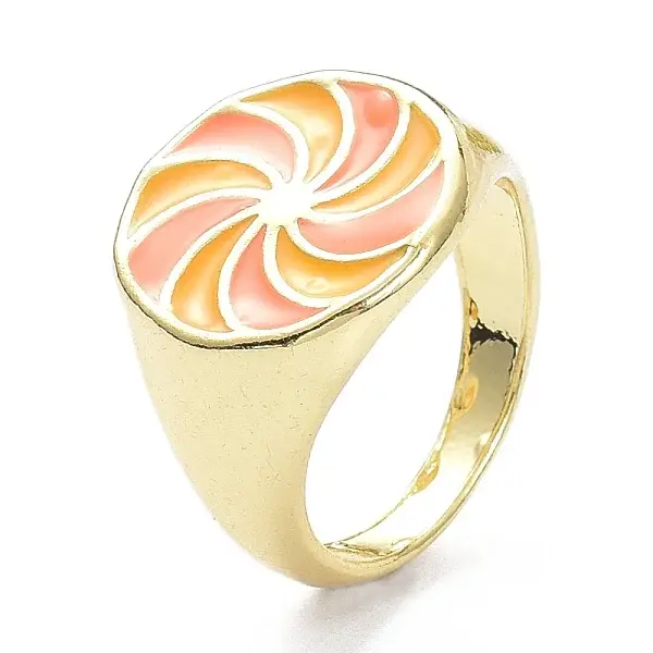 Pinwheel Pattern Alloy Enamel Finger Rings