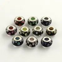 Large Hole Dog Paw Prints Pattern Resin European Beads