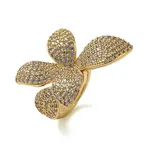 Rack Plating Flower Brass Micro Pave Clear Cubic Zirconia Cuff Rings for Women
