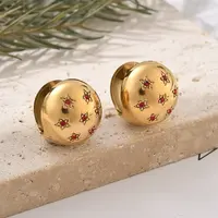 304 Stainless Steel Rhinestone Hoop Earrings