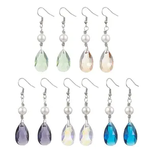 Glass and Shell Pearl Dangle Earrings