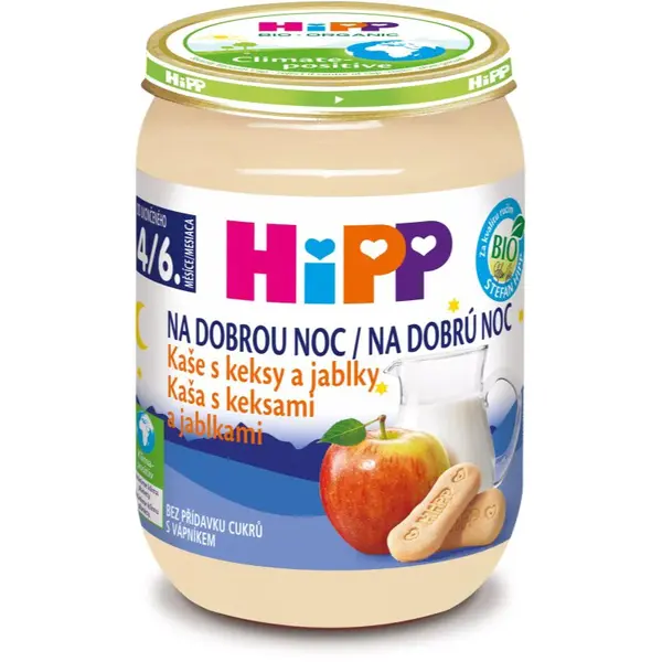 Hipp BIO kaša na dobrú noc s keksami a jablkami detský príkrm 190 g