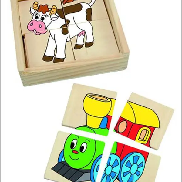 Minipuzzle mašinka v dř. krabičce