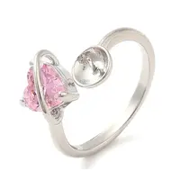 Brass with Cubic Zirconia Open Cuff Cup Peg Ring Settings