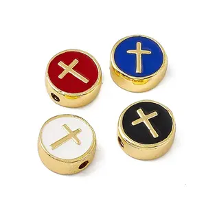 Real 18K Gold Plated Brass Enamel Beads