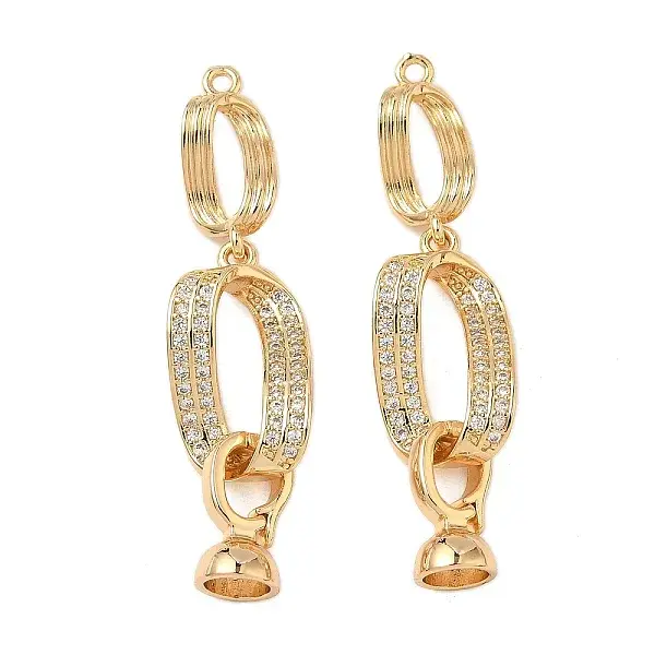 Brass Micro Pave Clear Cubic Zirconia Fold Over Clasps