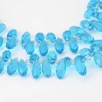 Faceted Teardrop Transparent Glass Beads Strands