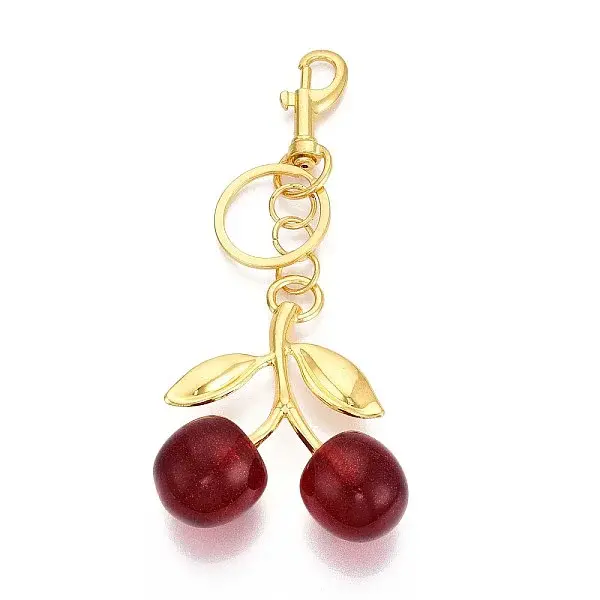Alloy Resin Cherry Keychains
