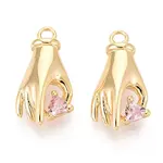 Brass Micro Pave Clear Cubic Zirconia Pendants