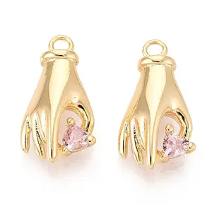 Brass Micro Pave Clear Cubic Zirconia Pendants