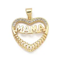 Mother's Day Brass Micro Pave Cubic Zirconia Pendants