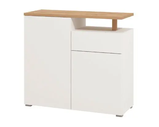 Úzká komoda annika - bílá, dub
