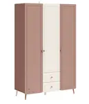 Třídveřová šatní skříň beauty - béžová, růžová