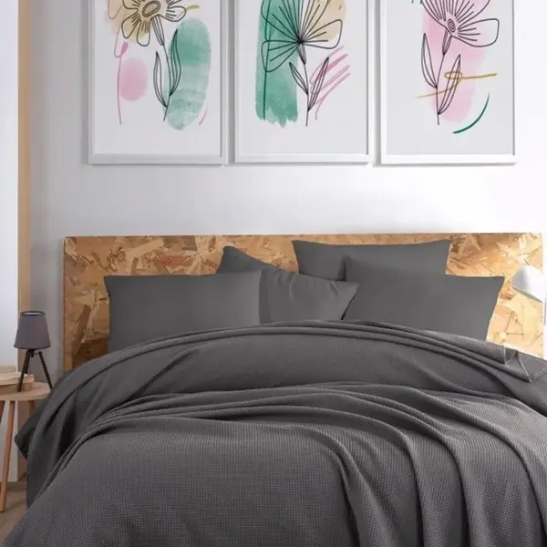 Přehoz 200x230 pique - tmavě šedá