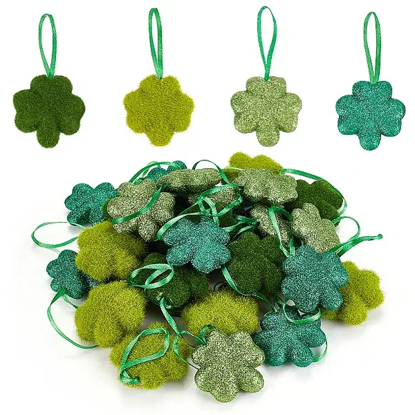 32Pcs 4 Colors Saint Patrick's Day Foam Pendant Decorations for Christmas Tree