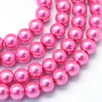 Baking Paint Pearlized Glass Pearl Round Bead Strands