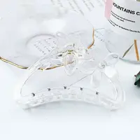 Amber Color Hollow Hair Clip with Matte Half Round Arc Flower.