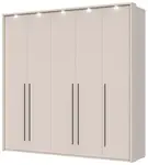 Pětidveřová šatní skříň s led osvětlením baptiste - béžová