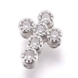 Brass Micro Pave Cubic Zirconia Beads