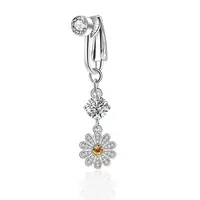 Brass Pave Clear Cubic Zirconia Clip on Belly Rings