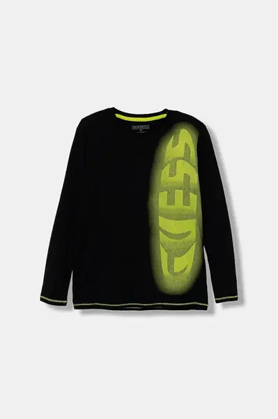 Dětské bavlněné tričko s dlouhým rukávem Guess