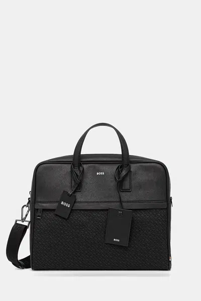 Kožená taška na notebook BOSS černá barva, 50548188