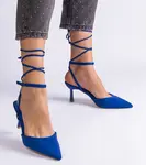 Gemre Blue slingback ankle-tie stilettos Viktoriada