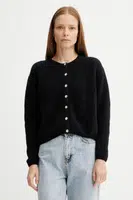 Vlněný kardigan American Vintage GILET ML COL ROND šedá barva, VITO19E