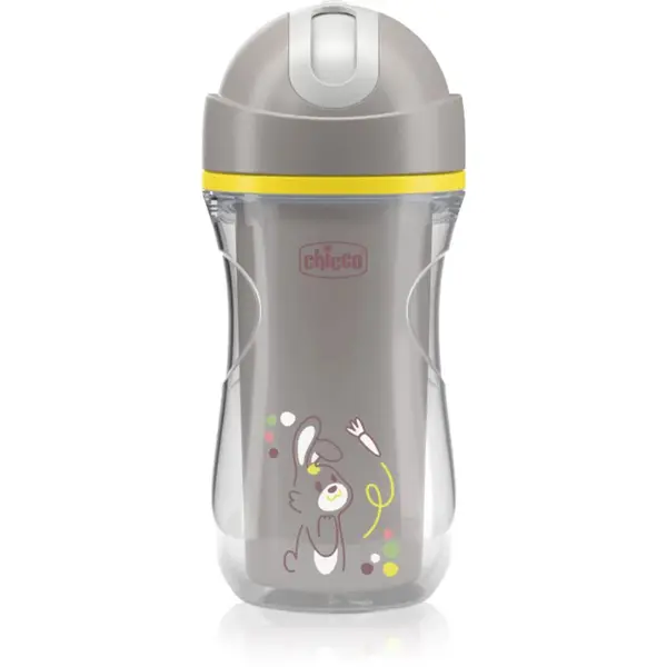 Chicco Sport Cup 14m+ hrnek s brčkem Grey 266 ml